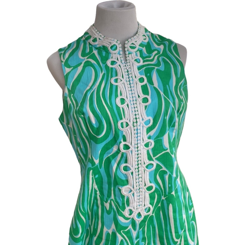 Lilly Pulitzer Green & White Sleeveless Printed Midi Dress - Picture 3 of 6